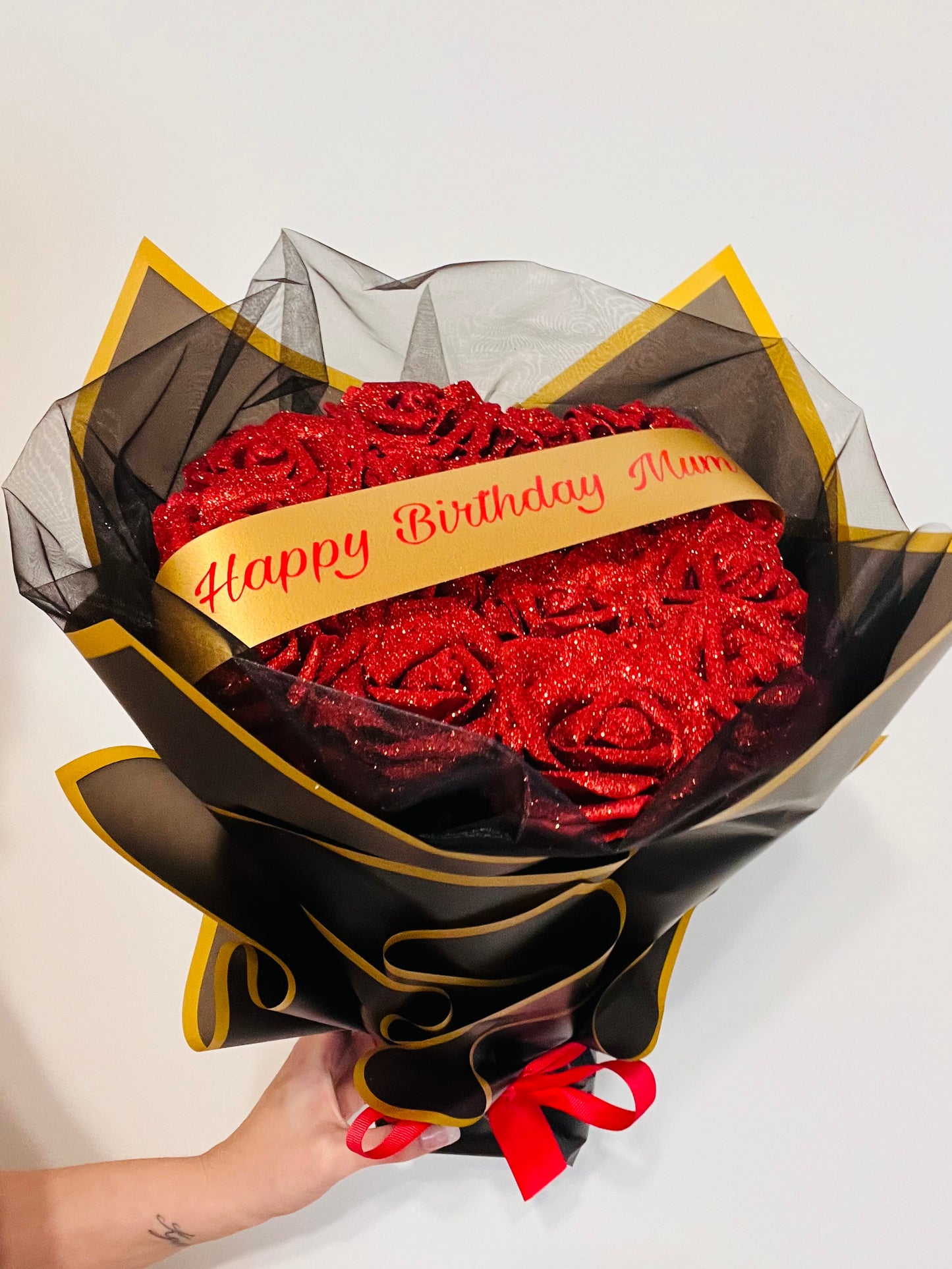 Glitter Rose Personalised Flower Bouquet Gift