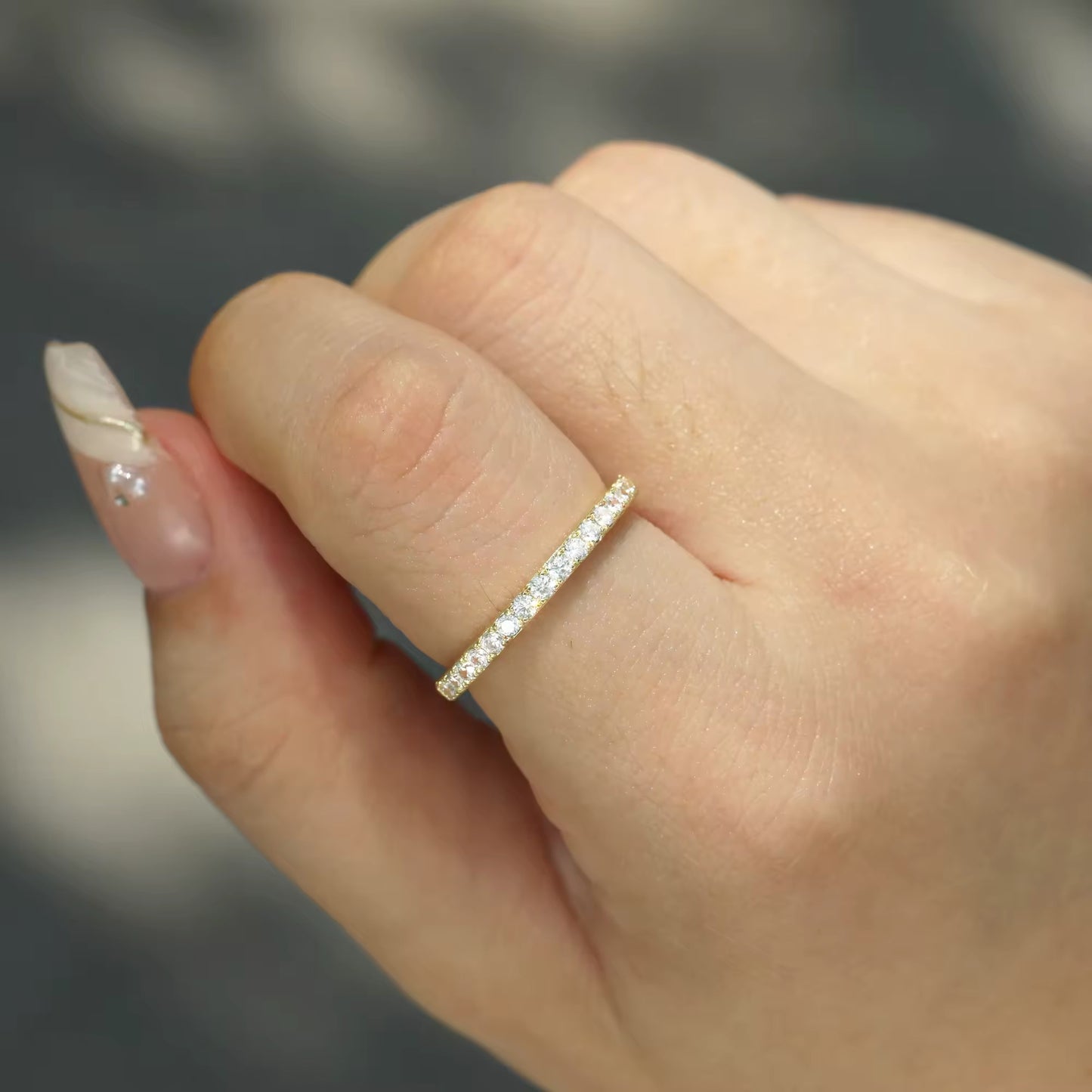 Moissanite Gold Band Eternity Womens Ring