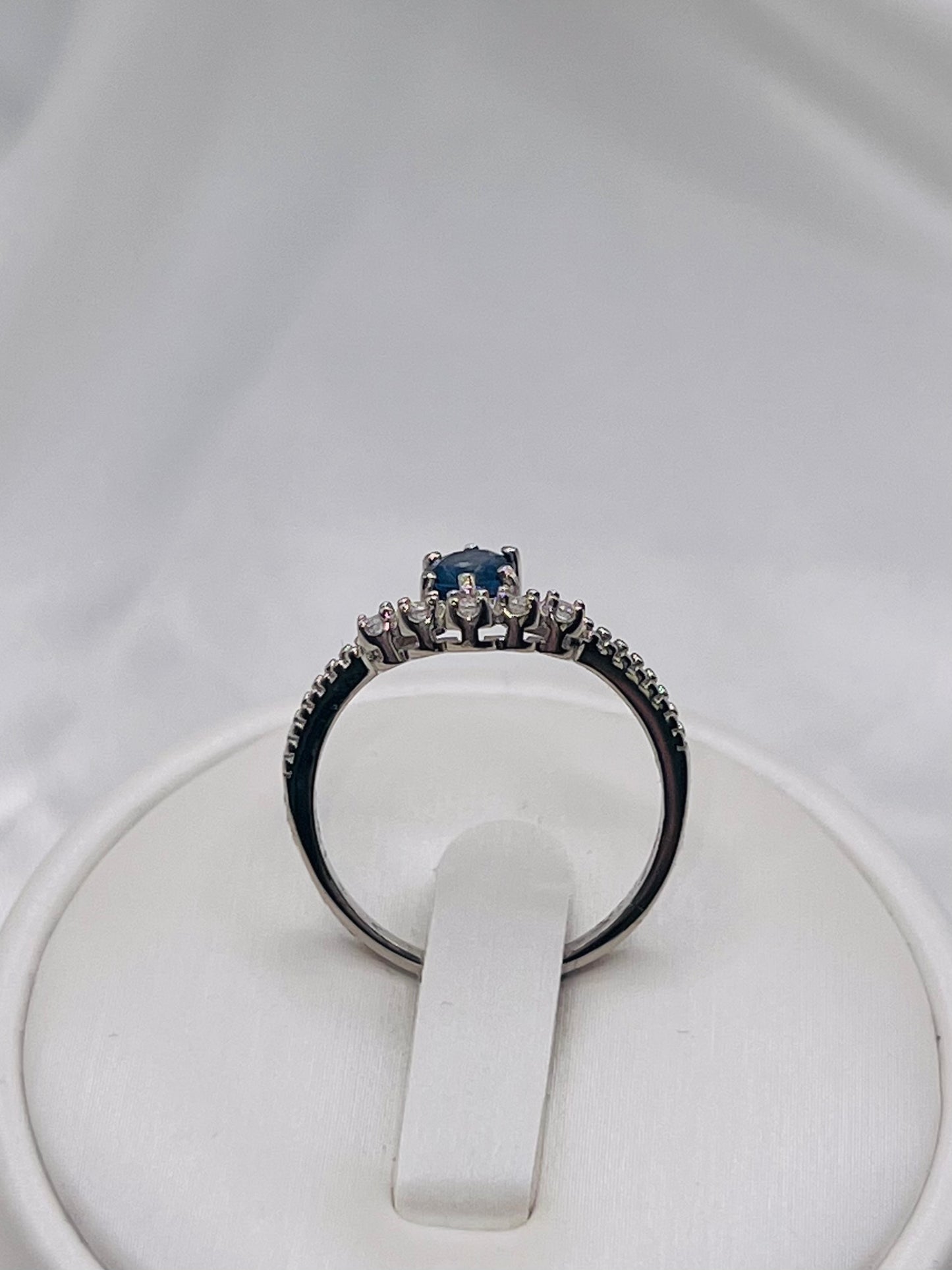 Oval Cut Natural Blue Sapphire Engagement Ring