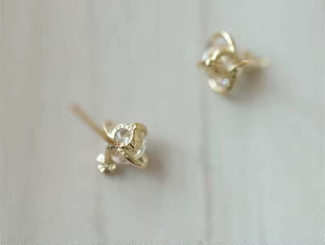 9K Gold Celestial Crystal Stud Earrings