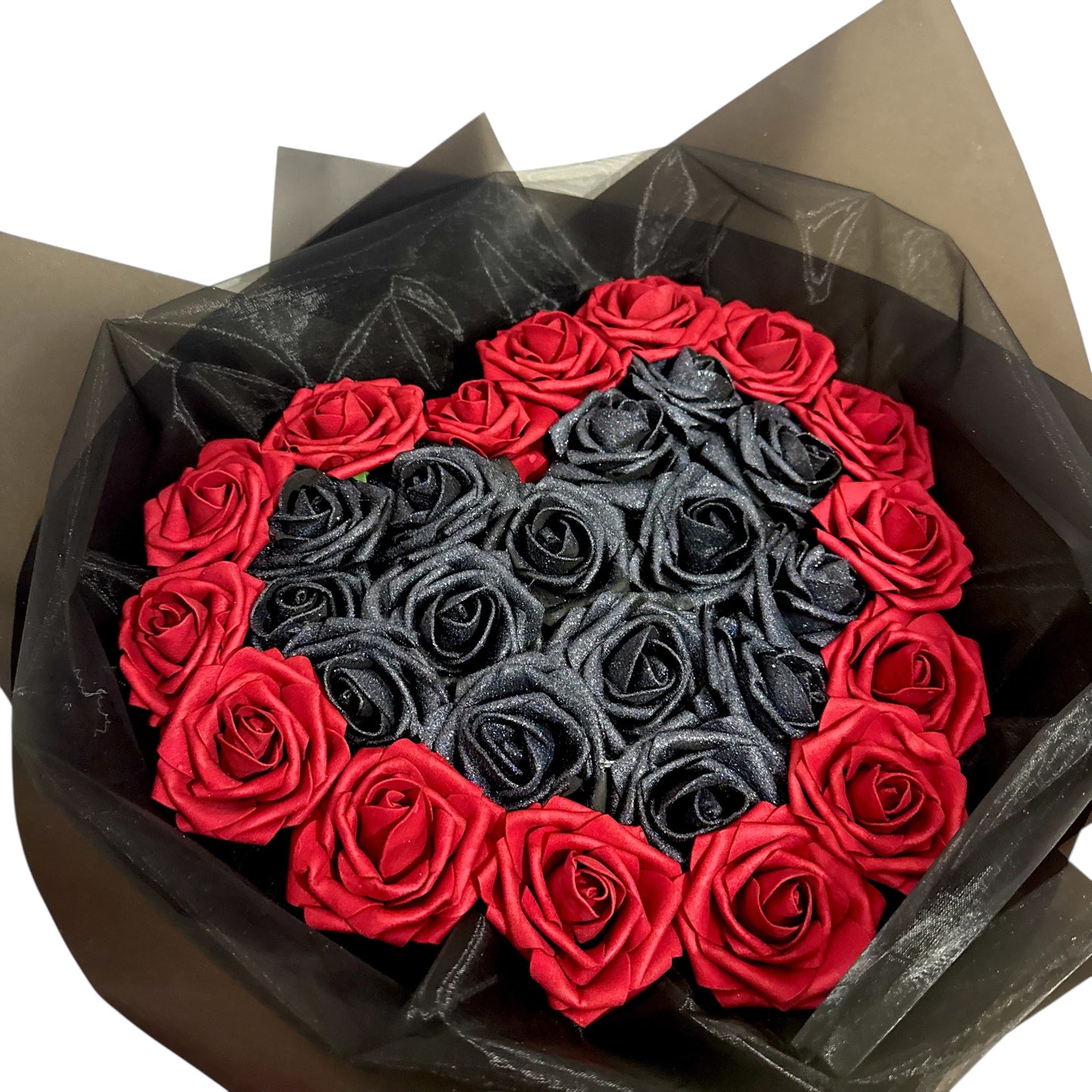 Love Heart Glitter Rose Personalised Bouquet