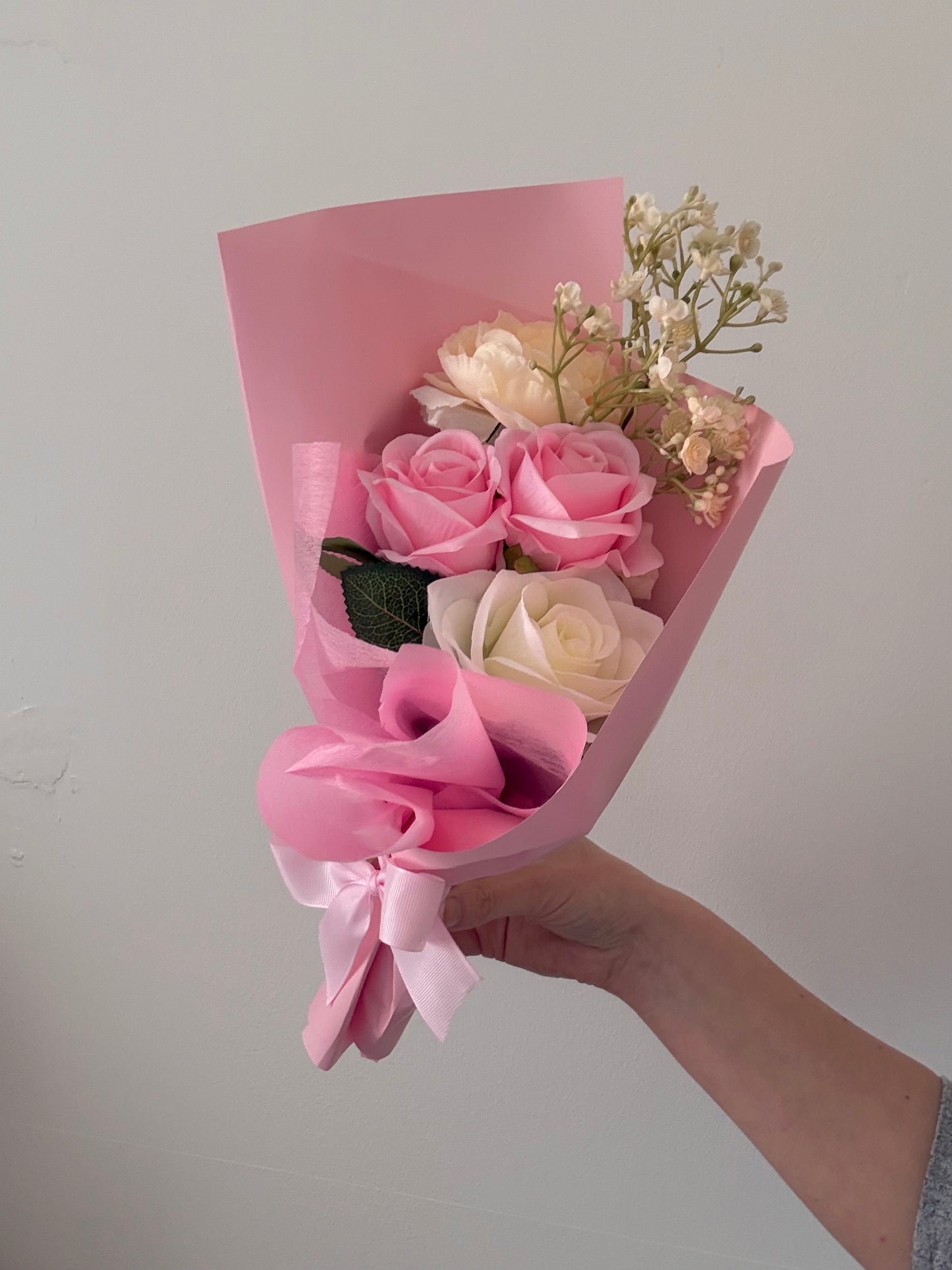 Blush Pink Small Rose / Baby Breathe Bouquet