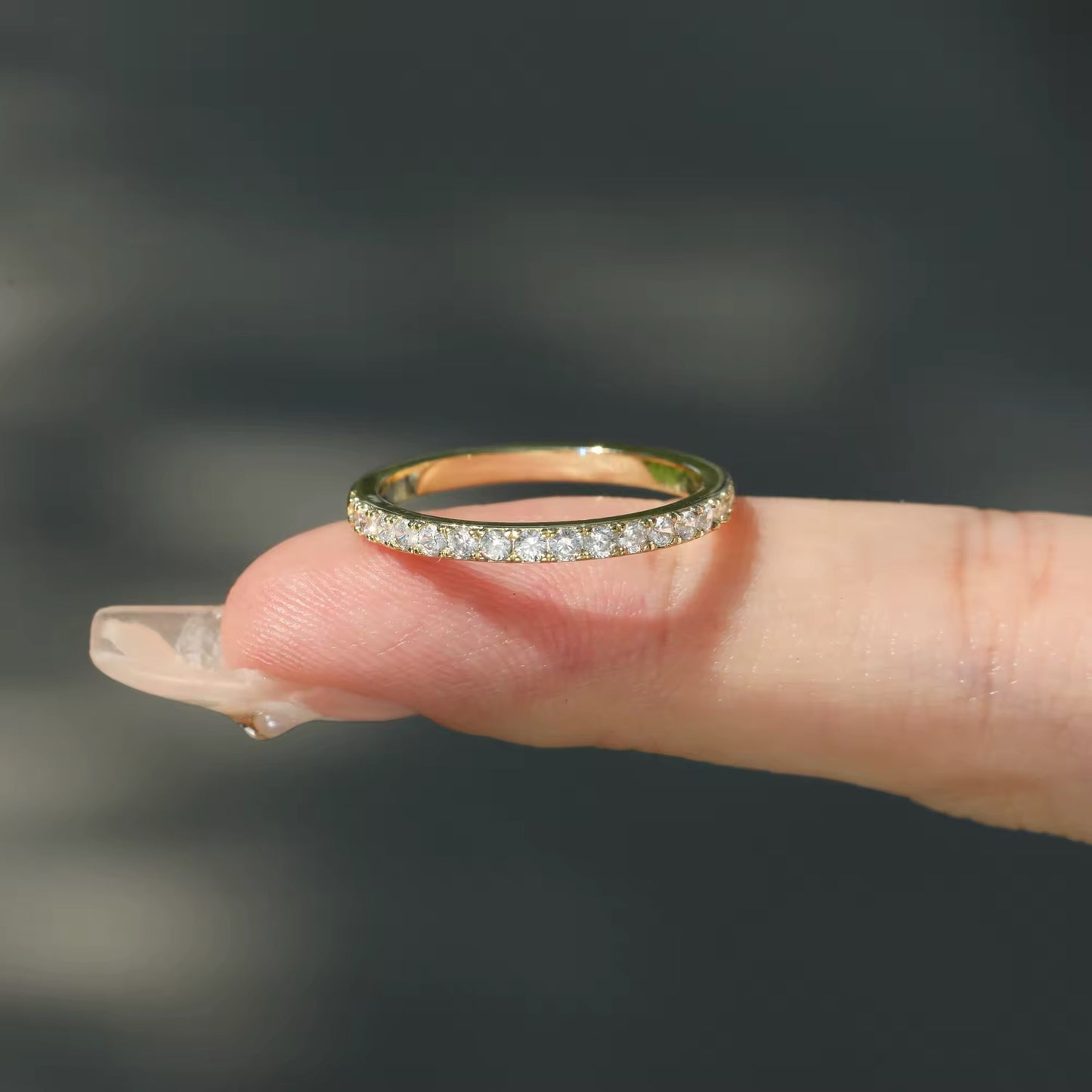 Moissanite Gold Band Eternity Womens Ring