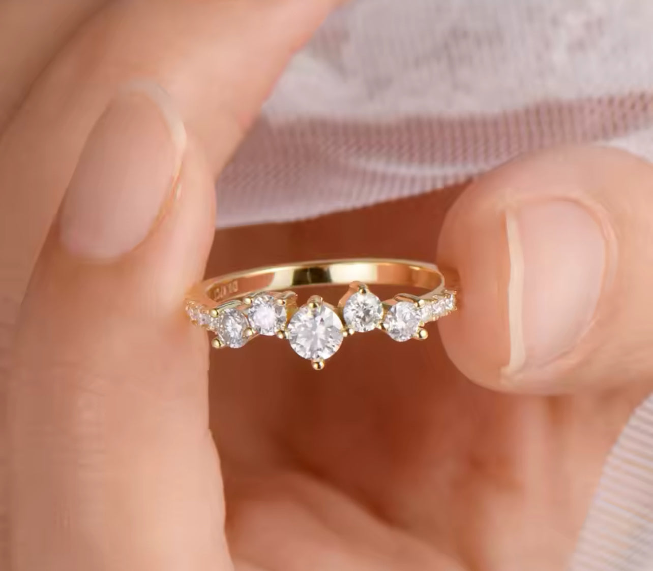 Silver / Gold Dainty Moissanite Promise Ring