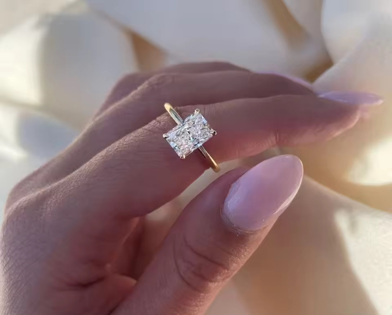 1,2,3 Carat Radiant Cut Moissanite Womens Engagement Ring