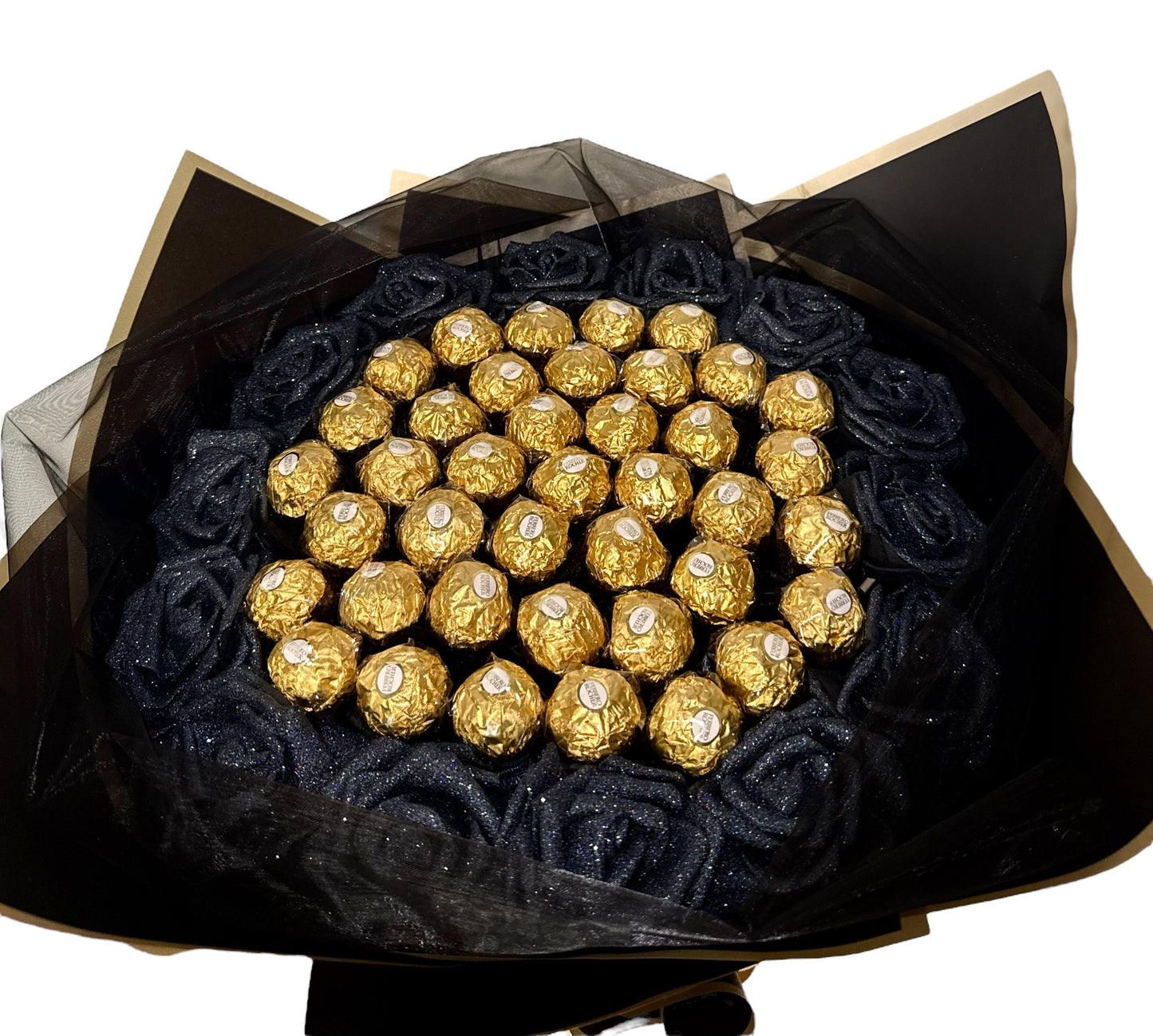 Black Glitter Rose Ferrero Rocher Chocolate Bouquet Gift