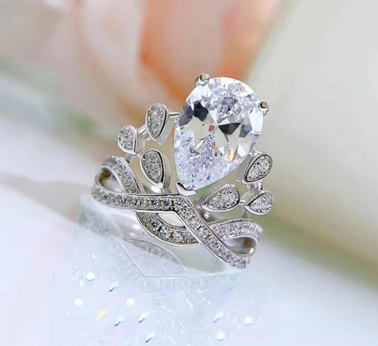 Teardrop Vintage Style Sterling Silver Statement Ring