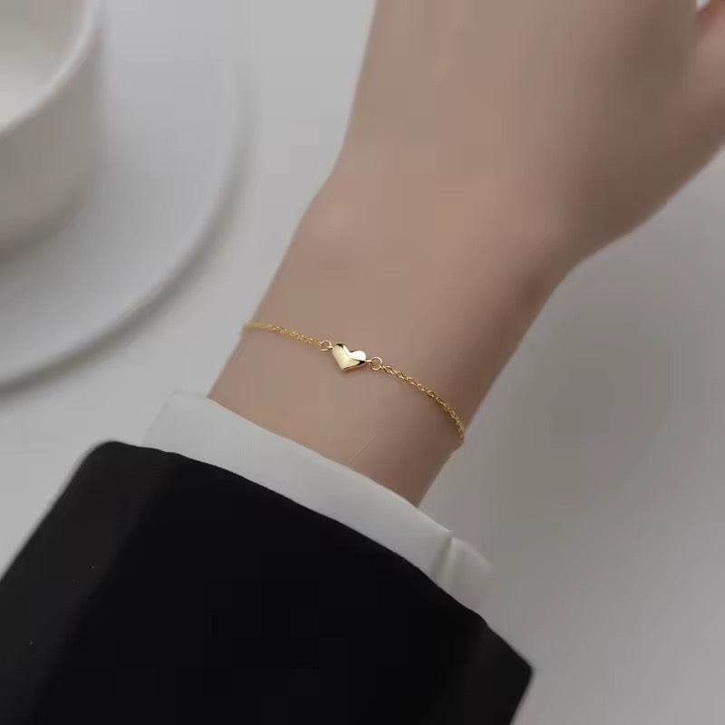 Gold Dainty Love Heart Adjustable Bracelet