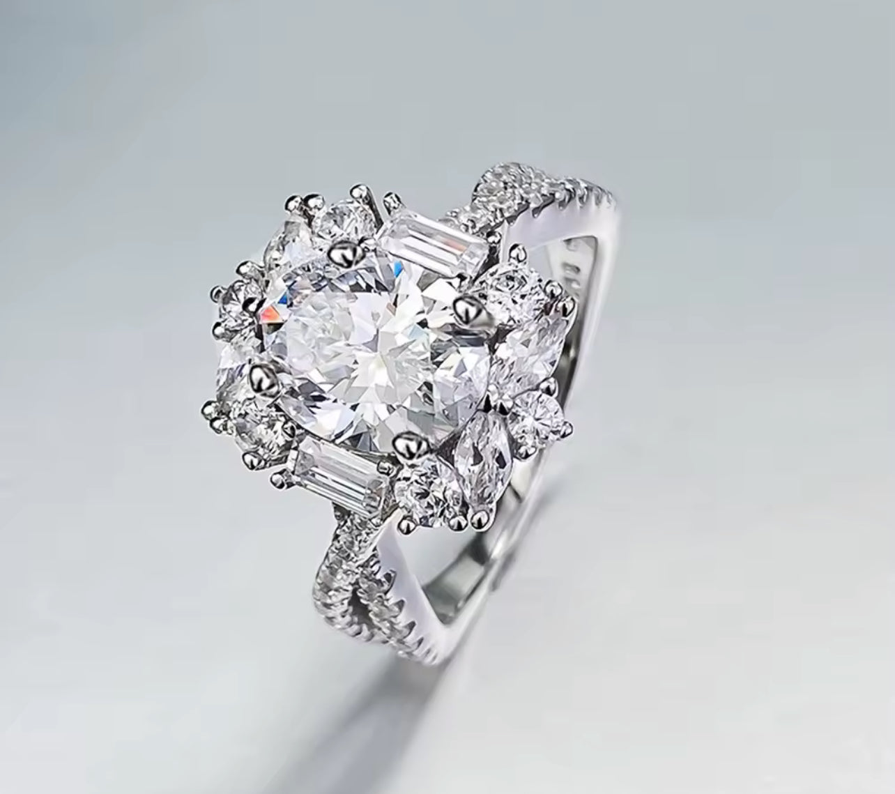 2 Carat Moissanite Oval Cut Statement Engagement Ring