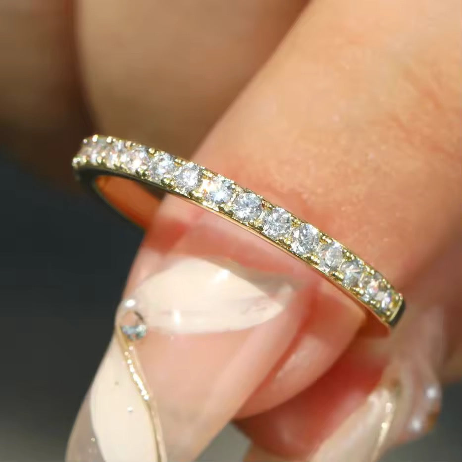 Moissanite Gold Band Eternity Womens Ring
