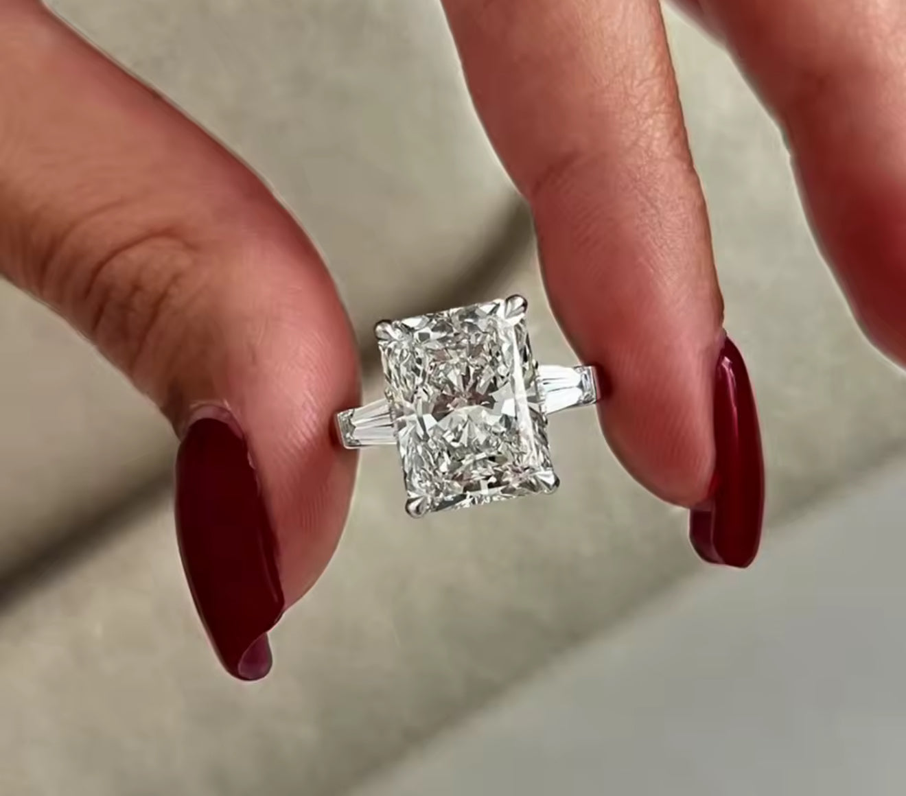 Radiant Cut Full Moissanite Womens Engagement Ring