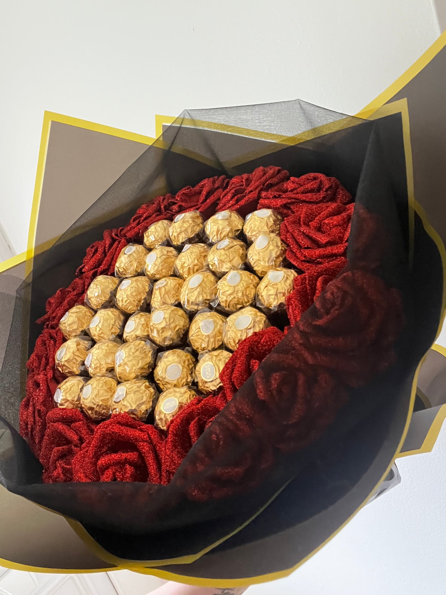 Ferrero Rocher Red Glitter Rose Chocolate Bouquet