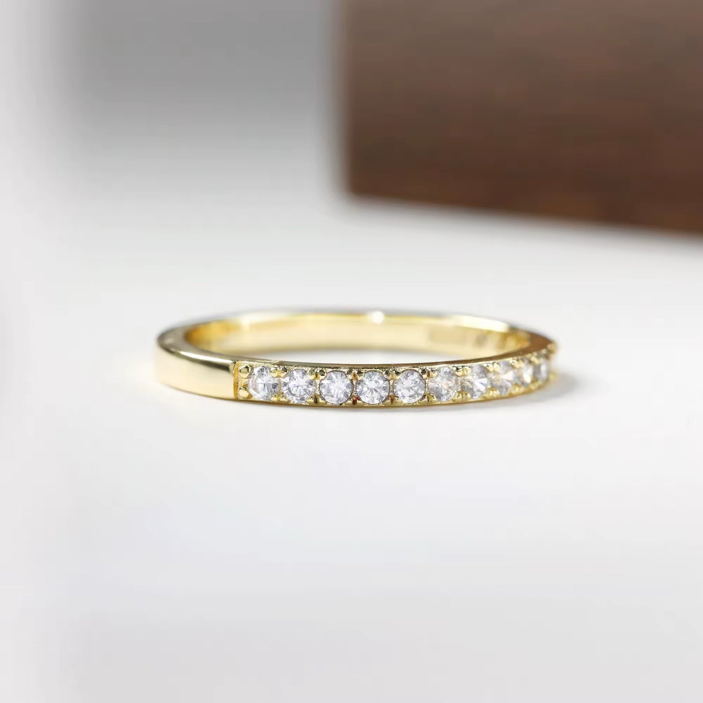 Moissanite Gold Band Eternity Womens Ring
