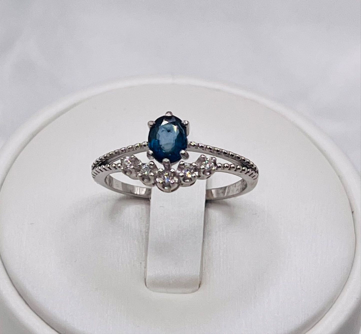 Oval Cut Natural Blue Sapphire Engagement Ring