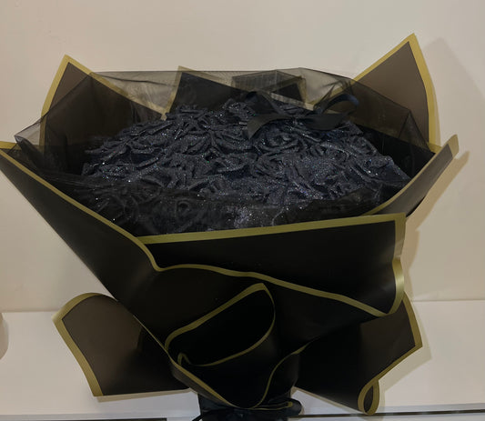 Black & Gold Glitter Rose Bouquet Gift Ideas