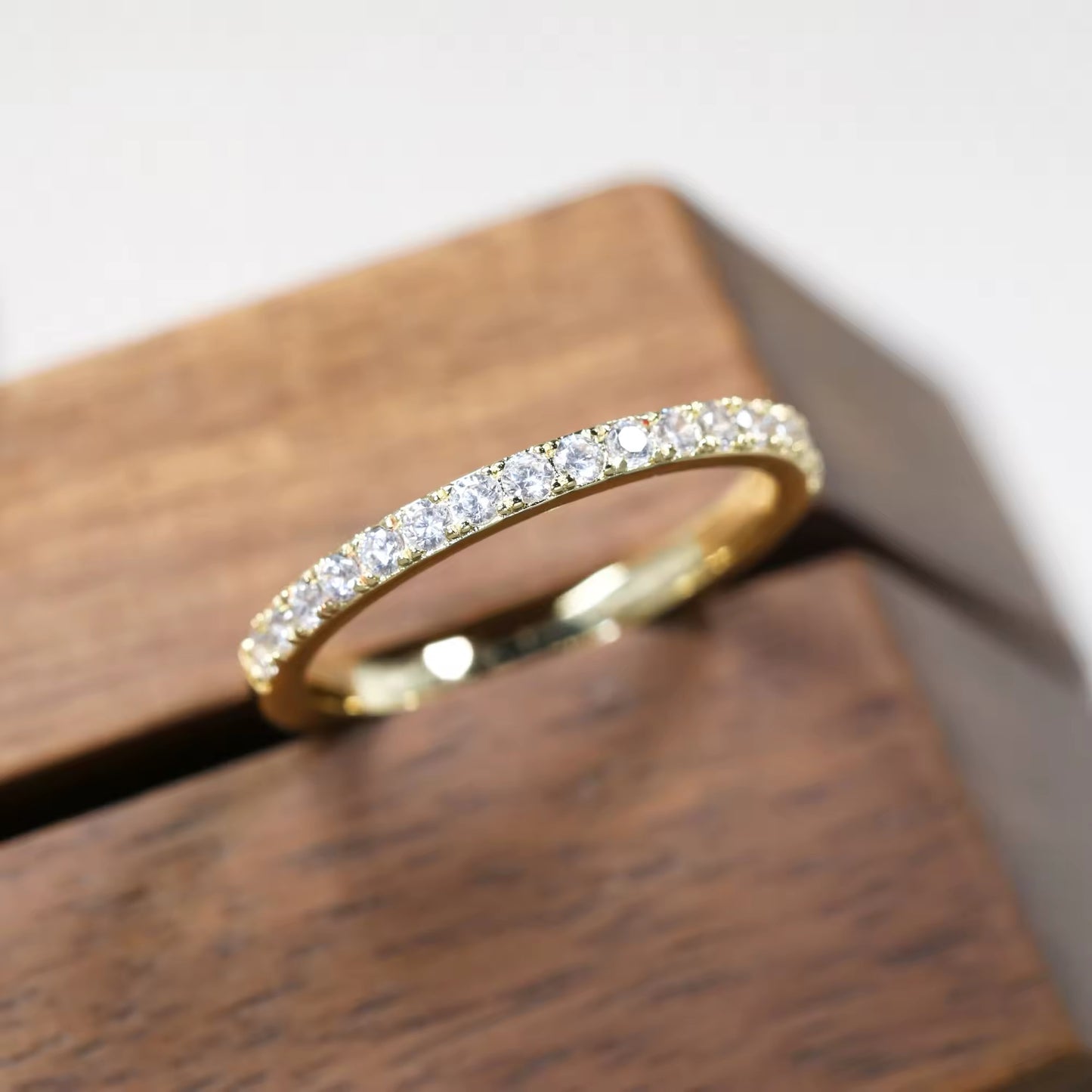 Moissanite Gold Band Eternity Womens Ring