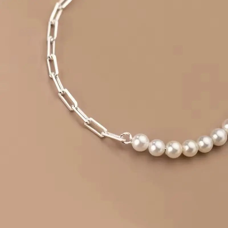Pearl Pull Through Paperclip Bracelet
