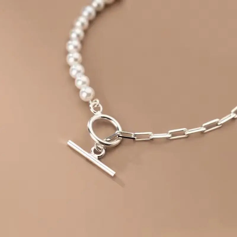 Pearl Pull Through Paperclip Bracelet