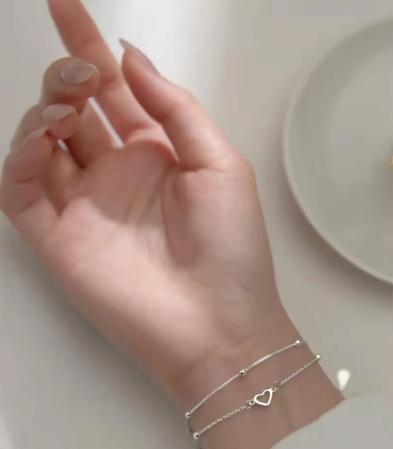 Sterling Silver Love Heart Layered Bracelet
