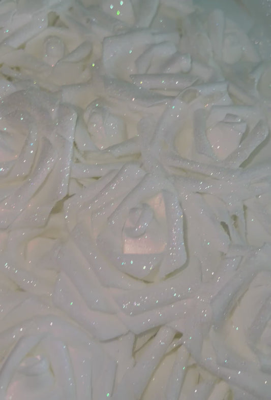 Sparkly White Glitter Rose Flower Bouquet Gift