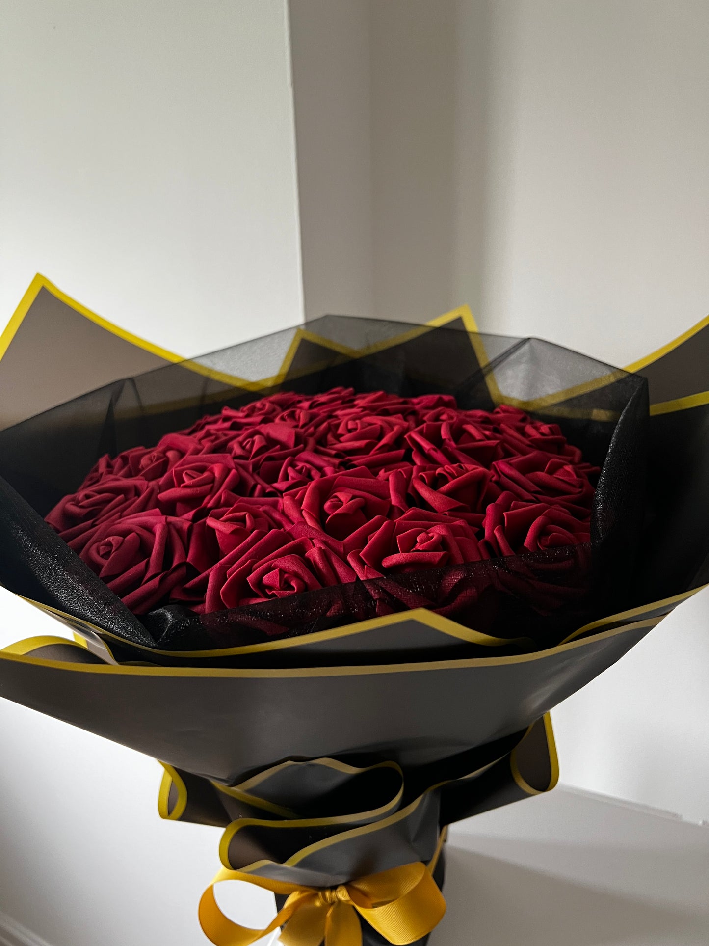 Classic Artificial Red and Black Rose Flower Bouquet