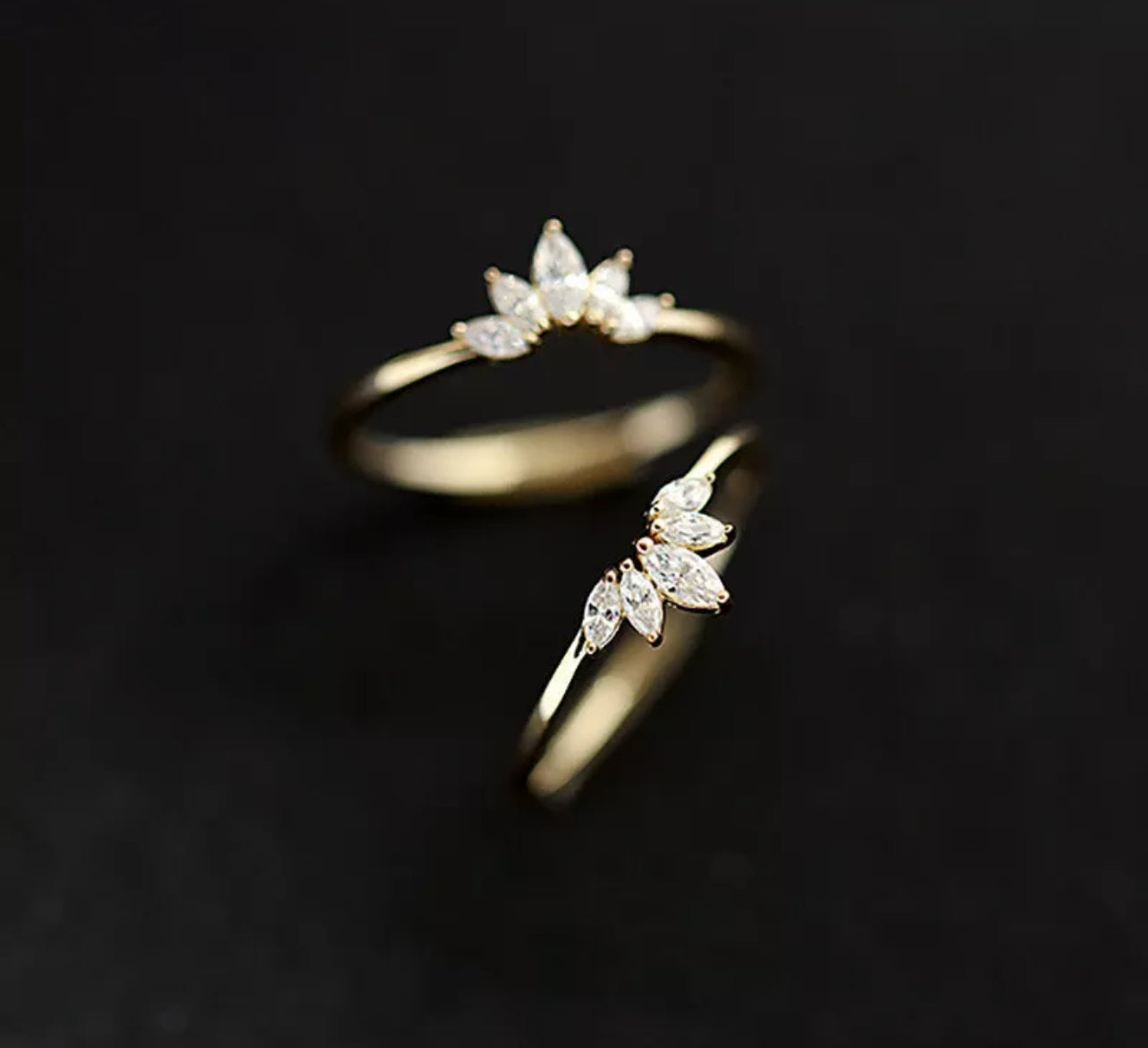 Gold Marquise Cut Womens Adjustable Ring