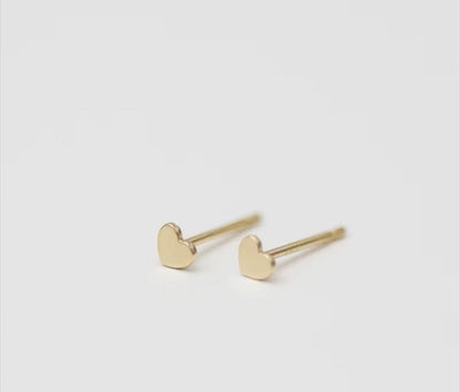 14K Gold Filled Love Heart Dainty Stud Earrings