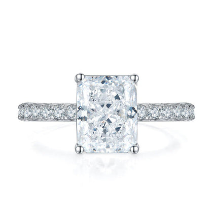 3 Carat Lab Diamond Silver Princess Cut Engagement Ring