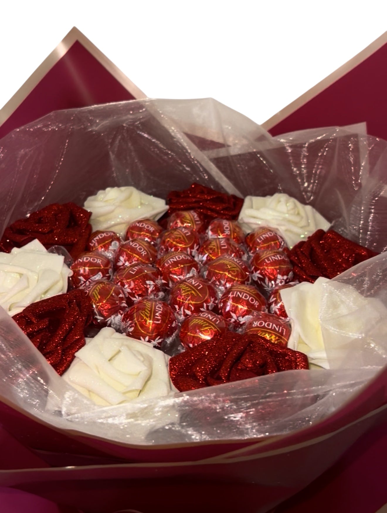 Red Lindor Glitter Rose Chocolate Bouquet Gift