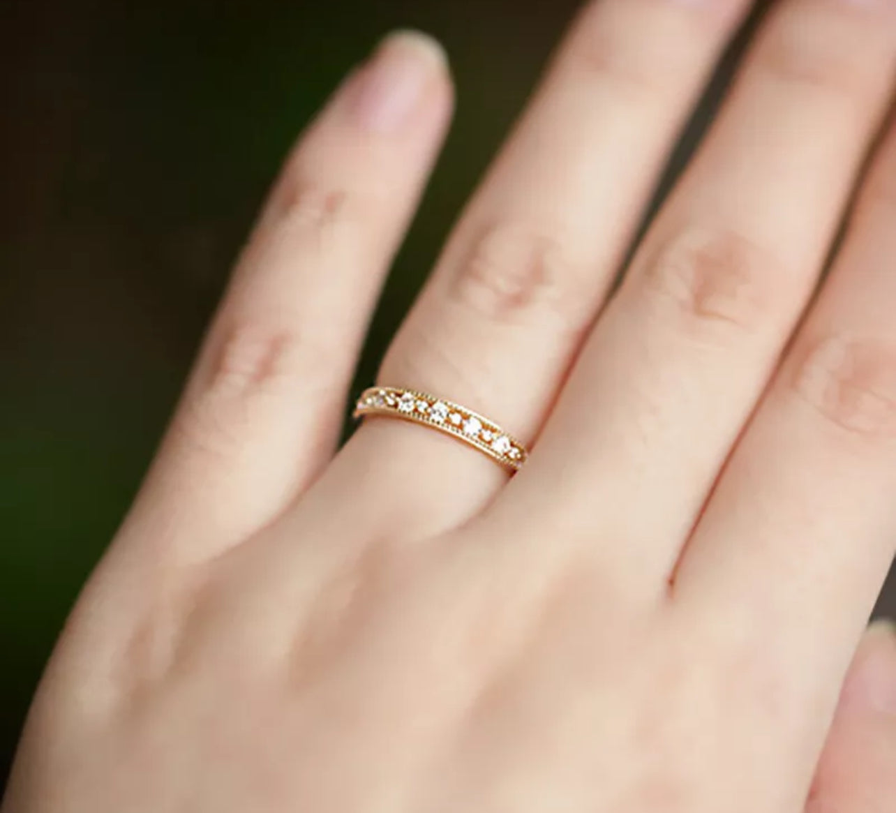 Gold Tone Womens Band Dainty Ring Adjustable