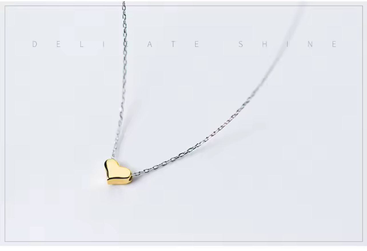 Dainty Silver / Gold Love Heart Elegant Necklace