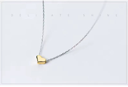 Dainty Silver / Gold Love Heart Elegant Necklace