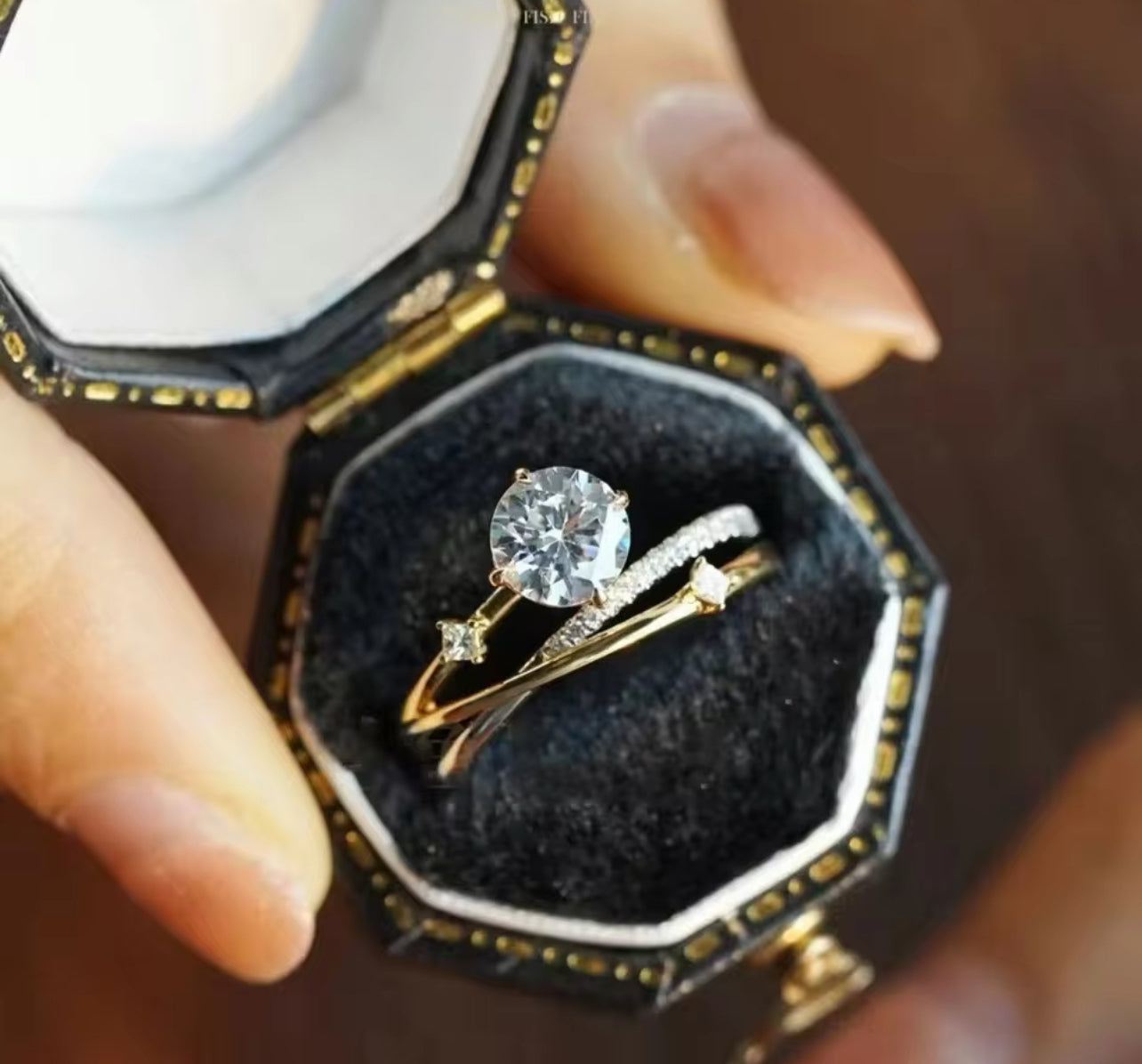 1 Carat Moissanite Yellow Gold Engagement Ring