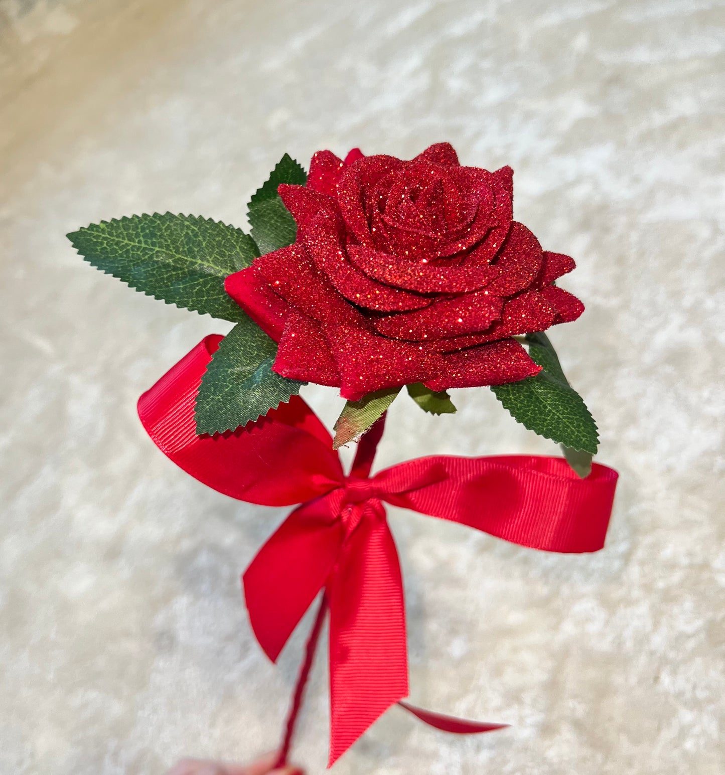 Eternal Red Single Velvet Glitter Rose Bouquet Valentine