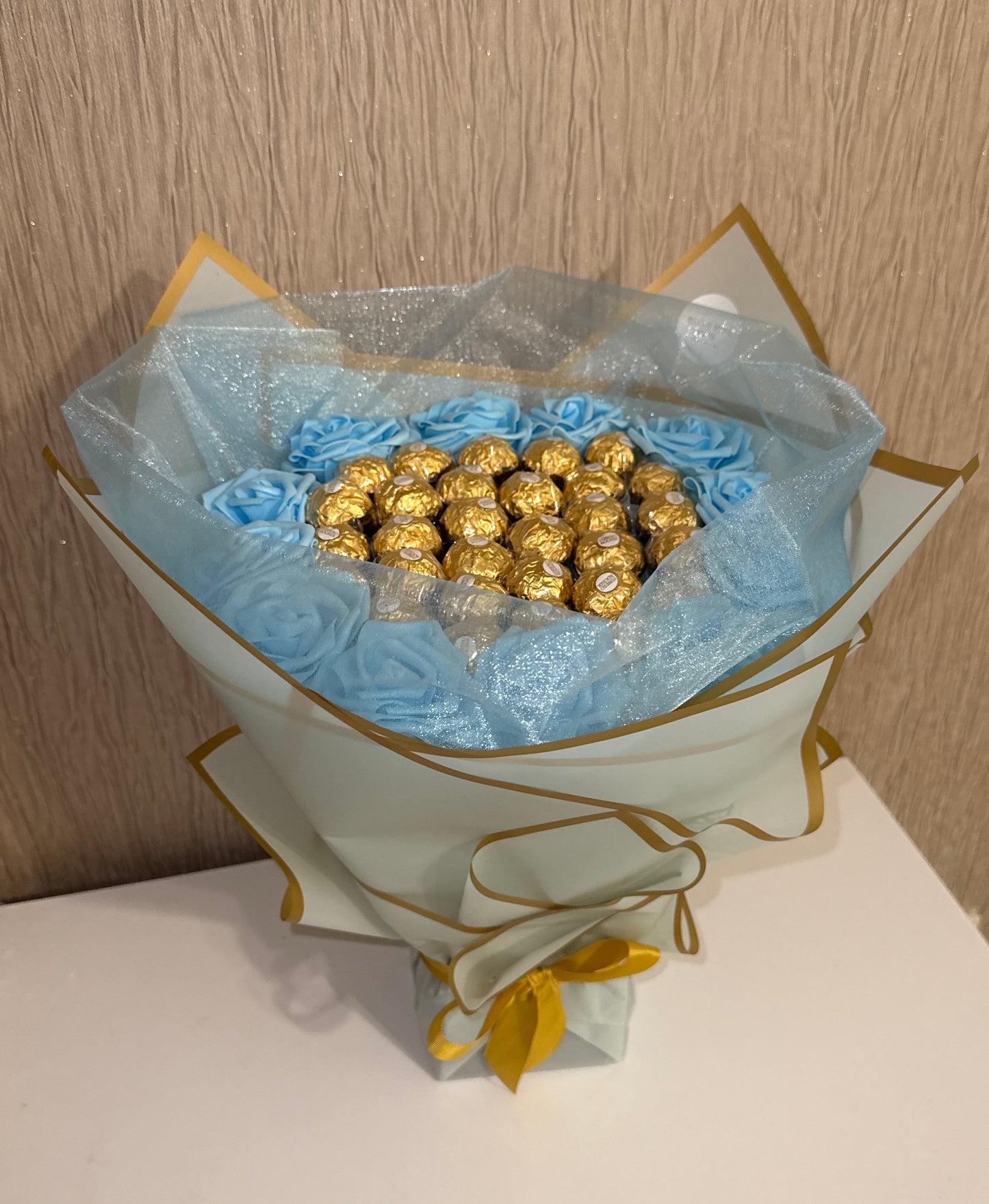 Blue & Gold Ferrero Rocher Chocolate Bouquet Gift