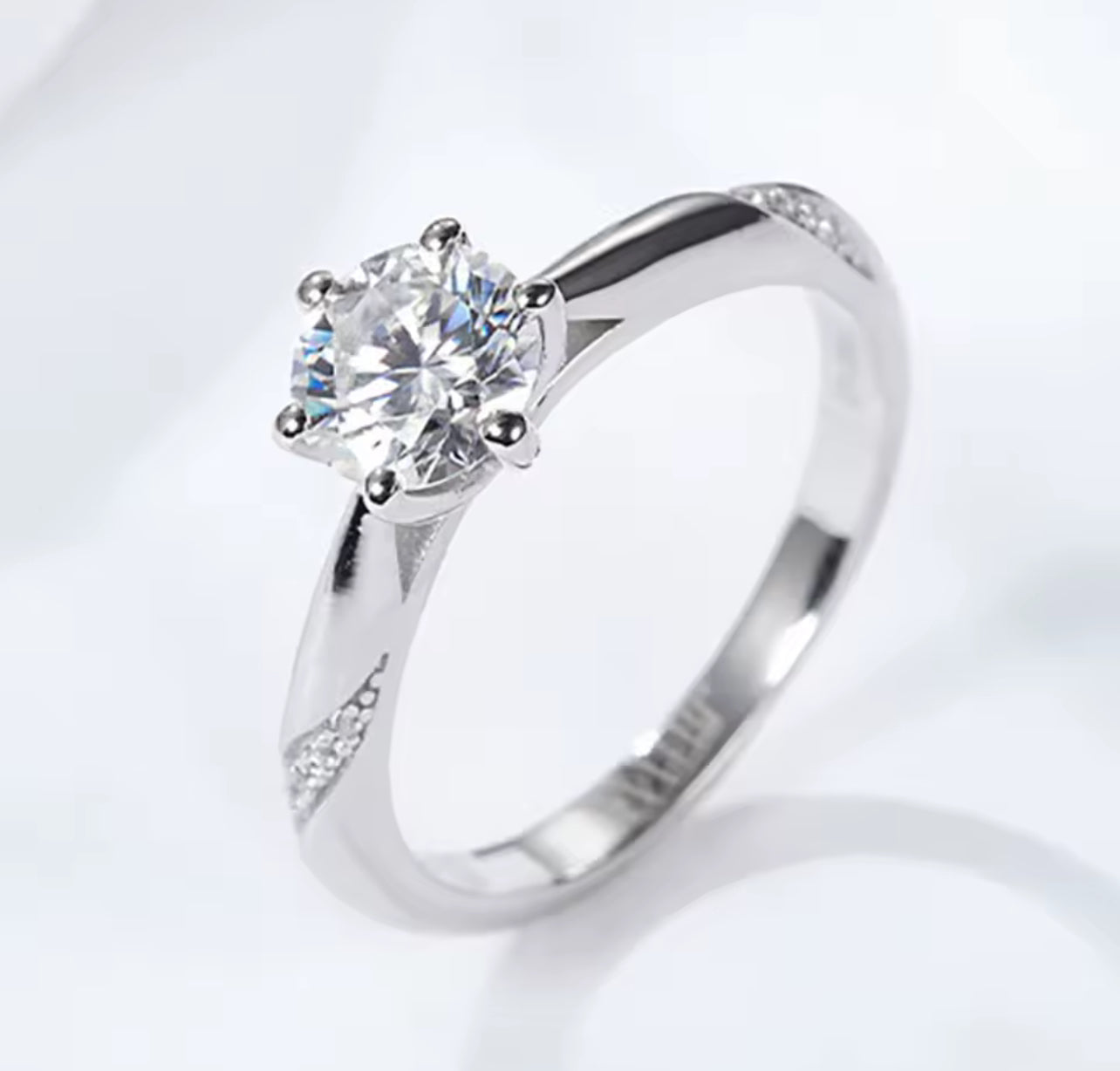 1CT Moissanite Sterling Silver Womens Engagement Twist Ring