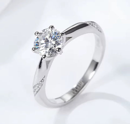 1CT Moissanite Sterling Silver Womens Engagement Twist Ring