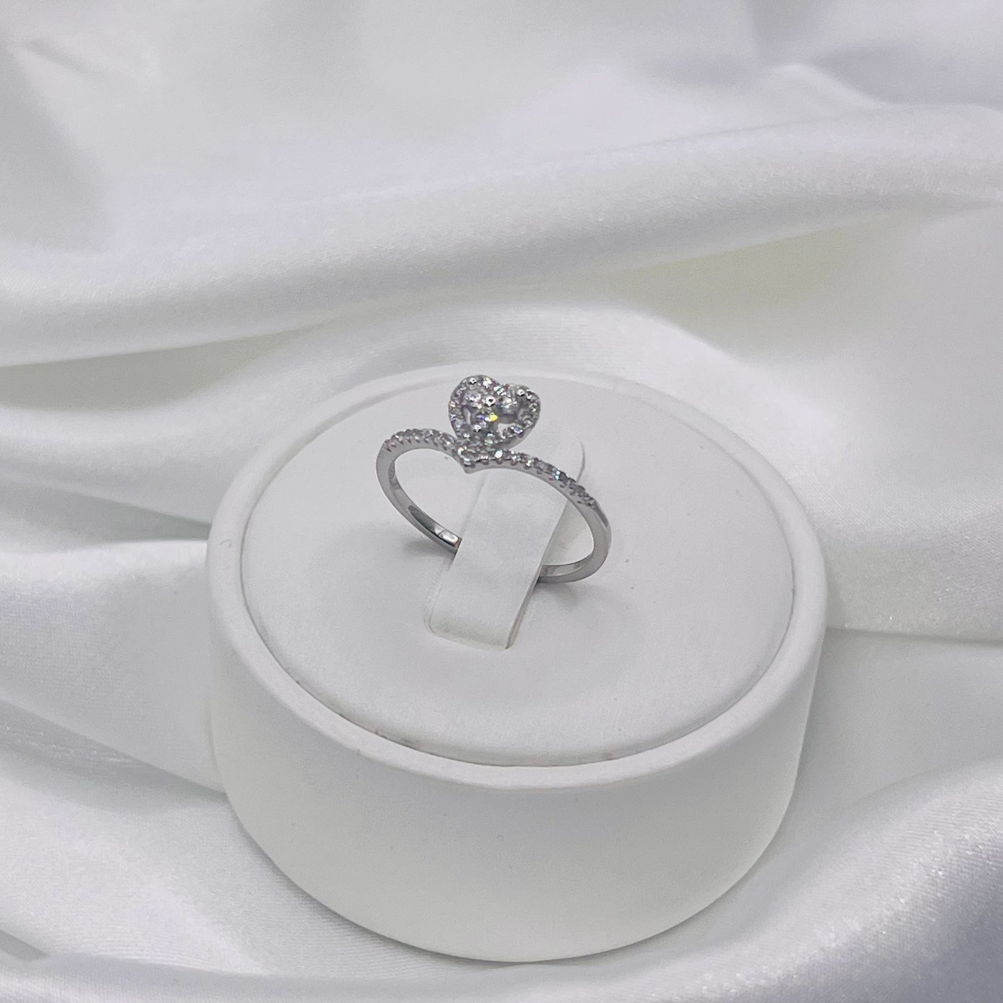 Sterling Silver Dainty Love Heart Womens Ring