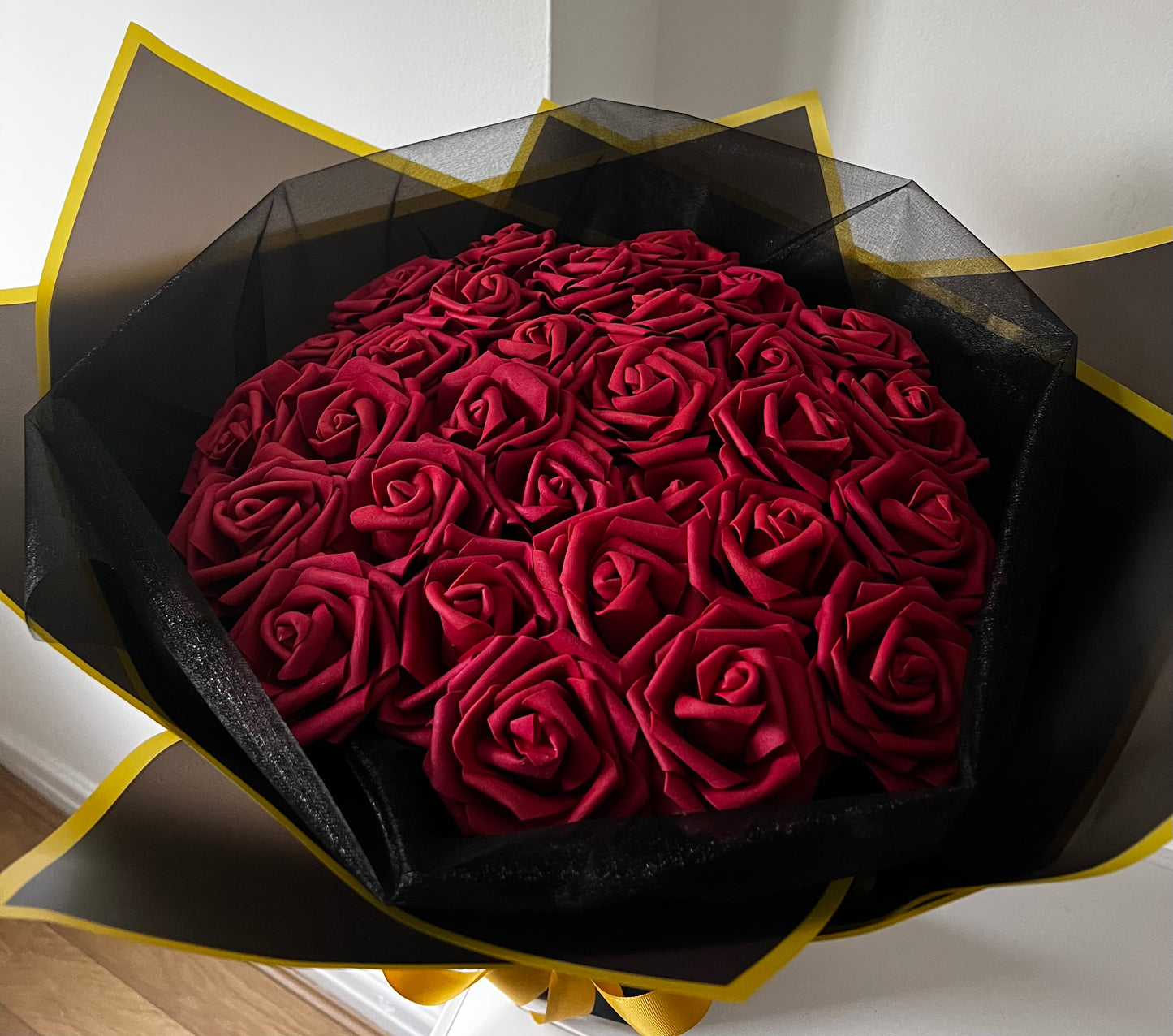 Classic Artificial Red and Black Rose Flower Bouquet