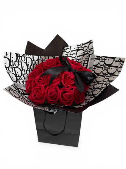 Red & Black Red Rose Bouquet High End Wrapping