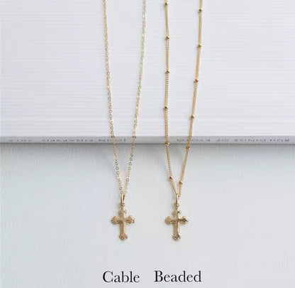 14K Gold Cross Pendant Womens Necklace