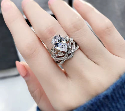 Teardrop Vintage Style Sterling Silver Statement Ring