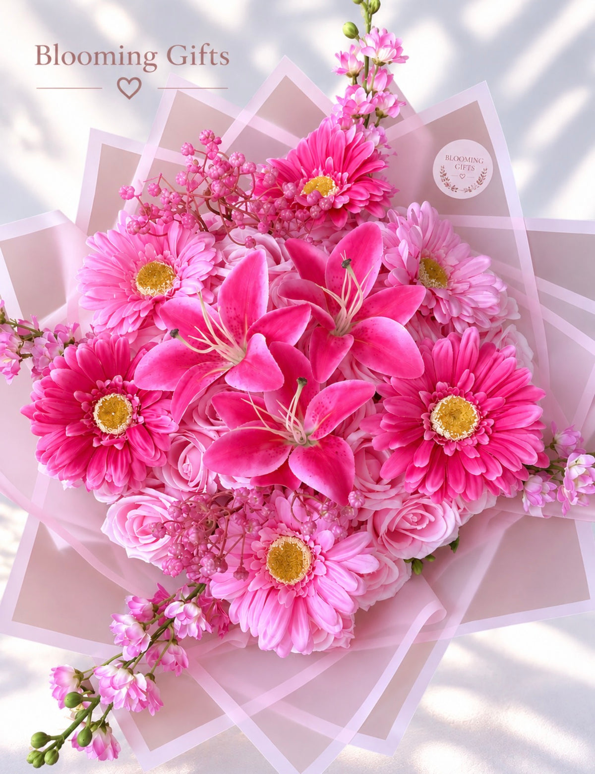 Personalised Pink Lily & Rose | Forever Flower Bouquet