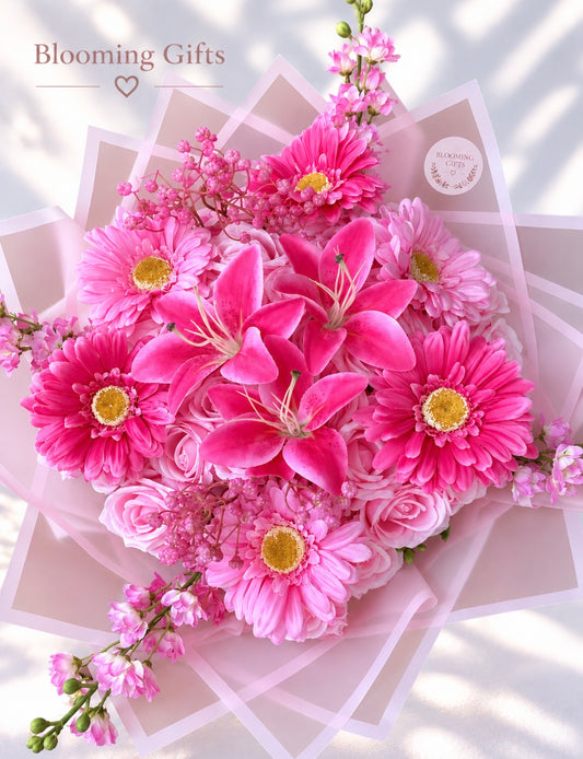 Personalised Pink Lily & Rose | Forever Flower Bouquet