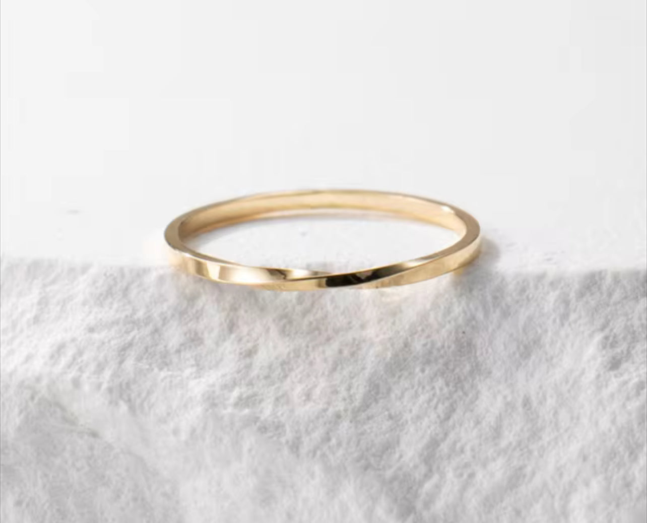 14K Gold Thin Womens Stacking Ring
