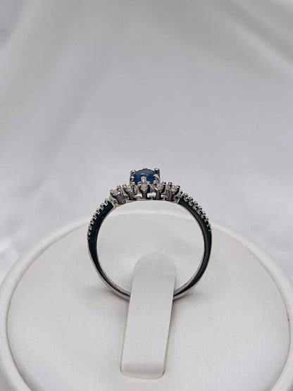 Oval Cut Natural Blue Sapphire Engagement Ring