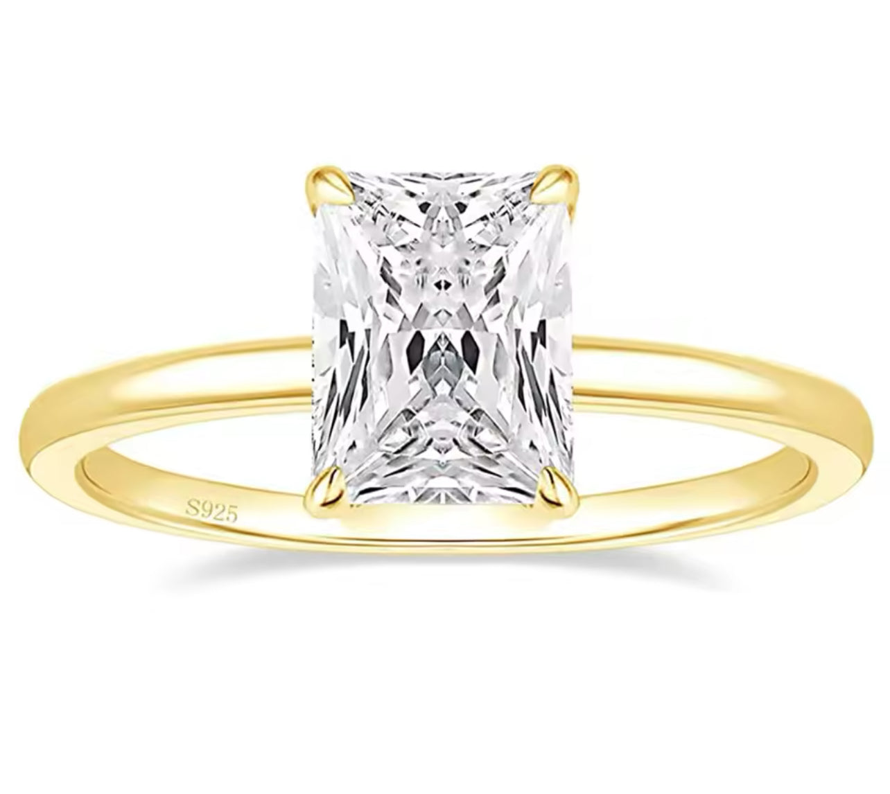 3CT 925 Sterling Silver Radiant Cut Engagement Ring