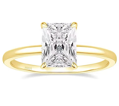 3CT Sterling Silver Radiant Cut Engagement Ring