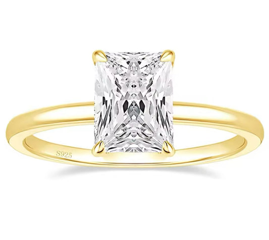 3CT 925 Sterling Silver Radiant Cut Engagement Ring