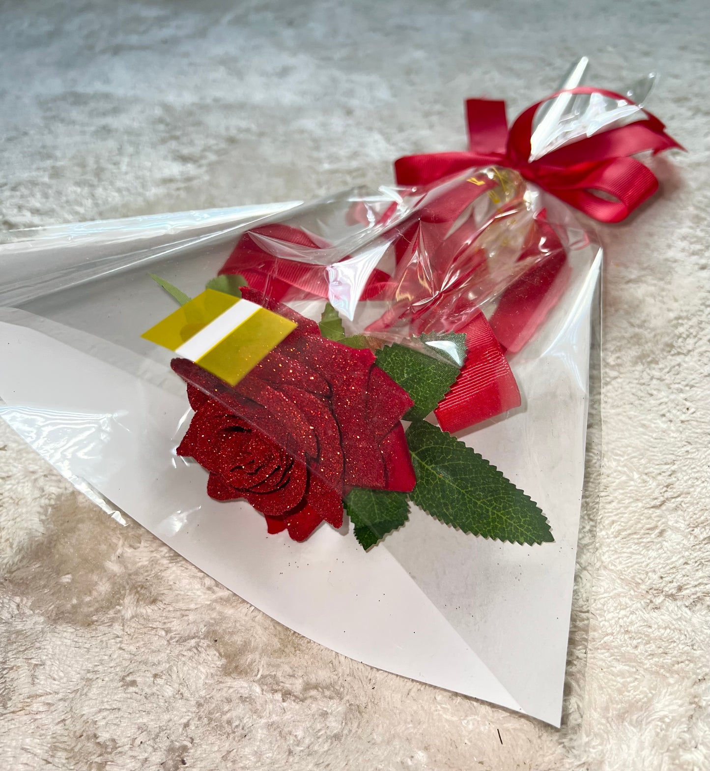 Eternal Red Single Velvet Glitter Rose Bouquet Valentine